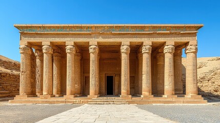 Obraz premium Ancient Egyptian temple facade, showcasing impressive columns.