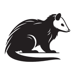 Modern opossum vector silhouette with clean, geometric design elements – opossum silhouette – opossum vector – opossum illustration – silhouette of opossum – opossum icon


