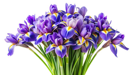Elegant Iris Bouquet on a Trensprent  Background png with vibrant colors and details