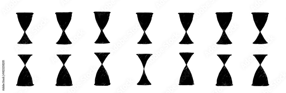 Poster stylized icon vector illustration featuring hourglass shapes in a repeating pattern suitable for var