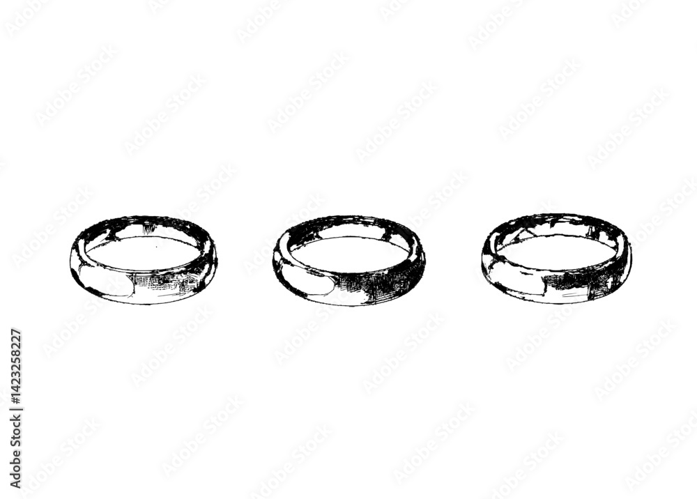 Poster vector illustration of three simple ring designs in a minimal style for use in various graphic proje