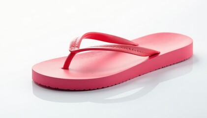 Fototapeta premium Close-up of a solitary flip-flop against a stark white backdrop , travel, texture