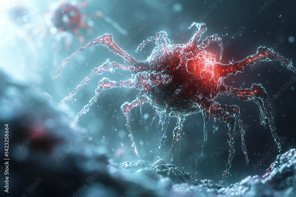 Aufkleber generative ai illustration of microscopic bacterial forms showcasing vivid molecular structures and 
