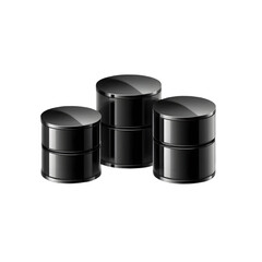 Distributed Database System Icon – Black Database Cylinders in Triangle Layout for Data Replication and Network Storage Concept on White Background
