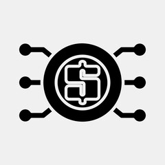 Icon digital money. Cashless society elements. Icon in glyph style.
