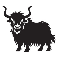 Iconic yak silhouette designed with sharp vector lines for contemporary art – yak silhouette – yak vector – yak illustration – silhouette of yak – yak icon

