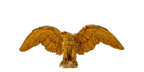 Golden Eagle Statue isolated on white background