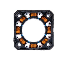 Stepper motor stator, disassembled, isolated on white background