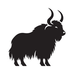 Simplified yak silhouette with clean vector edges, perfect for logos – yak silhouette – yak vector – yak illustration – silhouette of yak – yak icon


