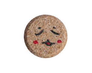 Cork plugs with faces painted on white