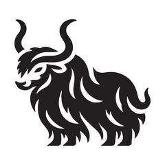 Elegant yak vector silhouette with fluid, sharp lines for easy logo creation – yak silhouette – yak vector – yak illustration – silhouette of yak – yak icon


