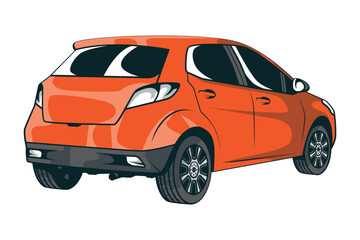 Cartoon Hatchback Car Vector Illustration
