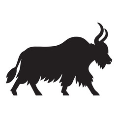 High-quality yak silhouette in vector format, perfect for custom logos – yak silhouette – yak vector – yak illustration – silhouette of yak – yak icon

