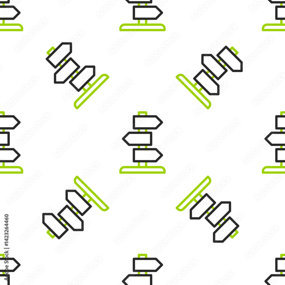 Poster line road traffic sign. signpost icon isolated seamless pattern on white background. pointer symbol.