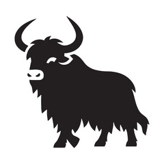 Unique yak silhouette illustration with smooth vector lines for digital art – yak silhouette – yak vector – yak illustration – silhouette of yak – yak icon

