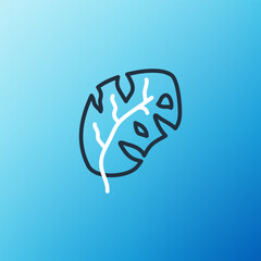 Line Tropical leaves of palm tree icon isolated on blue background. Colorful outline concept. Vector