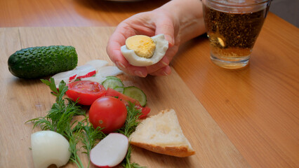 Fresh meal with colorful veggies and egg
