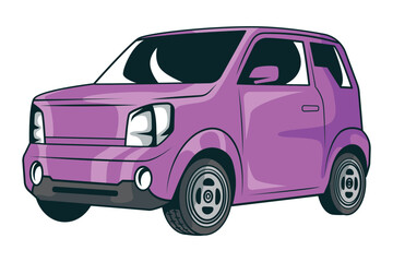 Cartoon City Car Vector Illustration