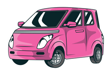 Cartoon City Car Vector Illustration