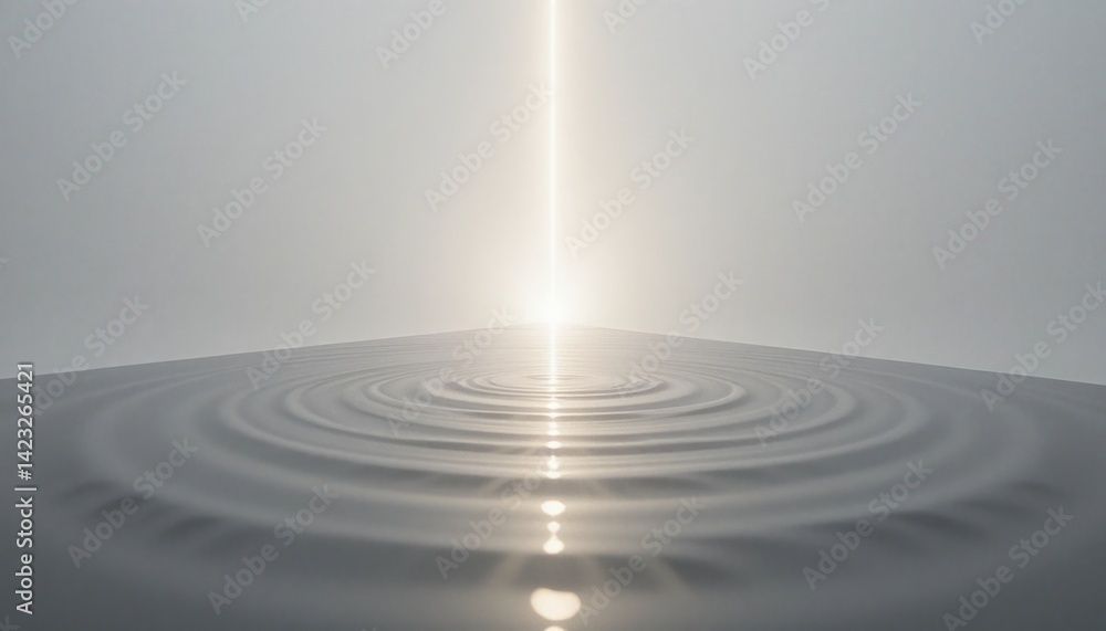 Poster ethereal light beam creating ripples on water surface tranquil lake digital art serene environment a