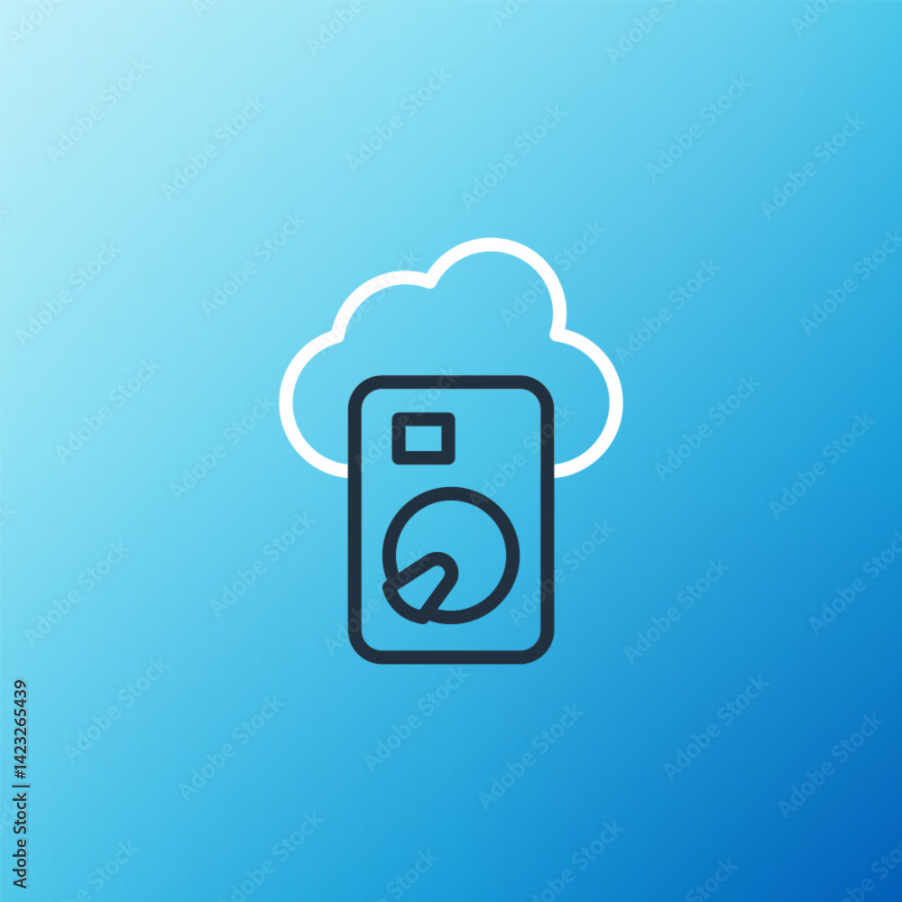 Poster line cloud database icon isolated on blue background. cloud computing concept. digital service or ap