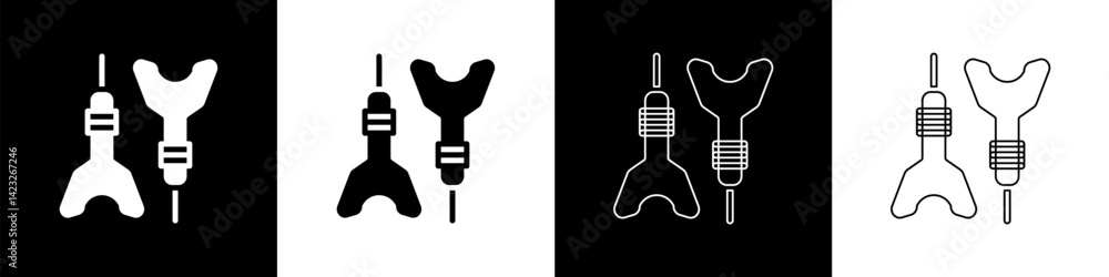 Poster set dart arrow icon isolated on black and white background. vector