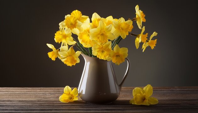 yellow spring flowers in vase