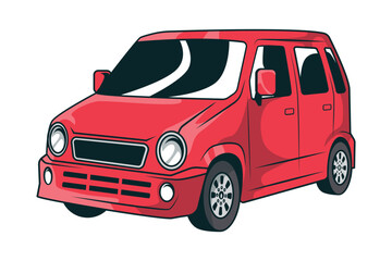 Cartoon City Car Vector Illustration