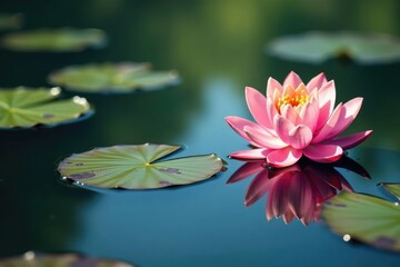 Intricate floral design reflected on calm lake surface, pattern, elegant