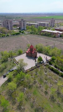 St. Ghazar Church is an Armenian Apostolic church in Metsamor, Armavir province of Armenia with drone
