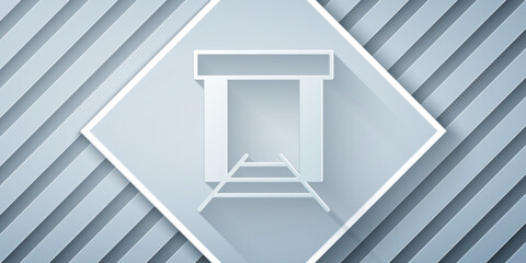 Paper cut Gold mine icon isolated on grey background. Paper art style. Vector