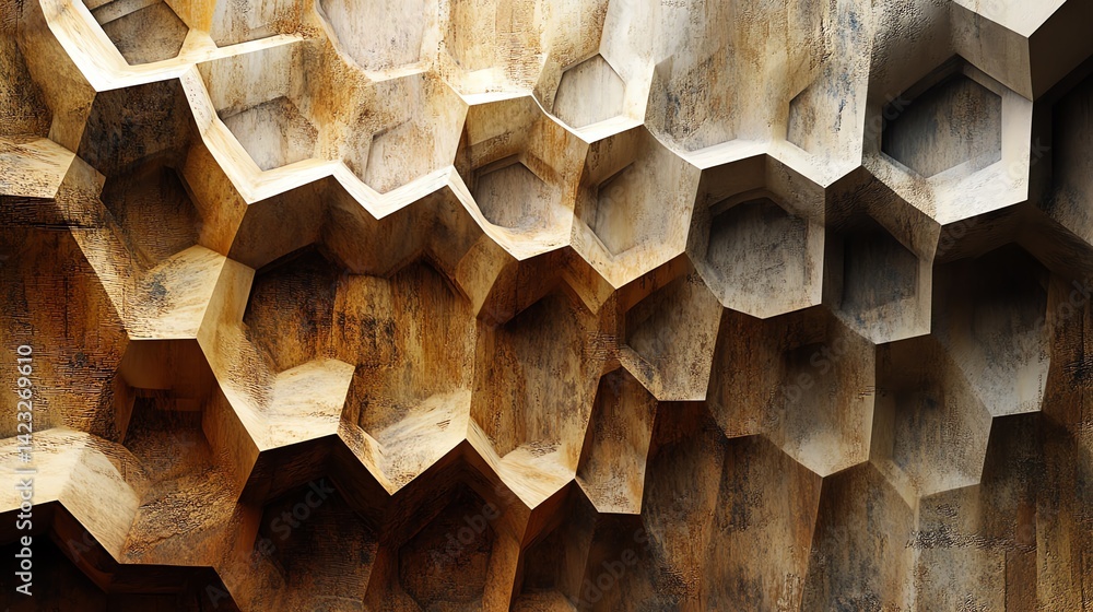 Poster abstract hexagonal geometric brown texture background