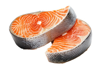 Fresh salmon fillets, two slices