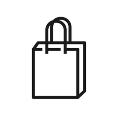 Minimal vector icon of a shopping bag with handles in line style. Paper or plastic material. Editable stroke. Retail, store purchase, e-commerce concept. Perfect for apps, websites, shopping designs