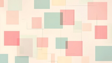 Abstract Pastel Squares Overlapping Design