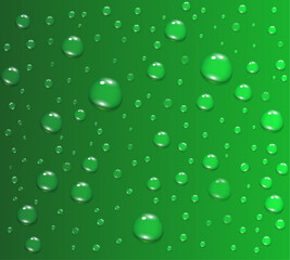 water drops on green background