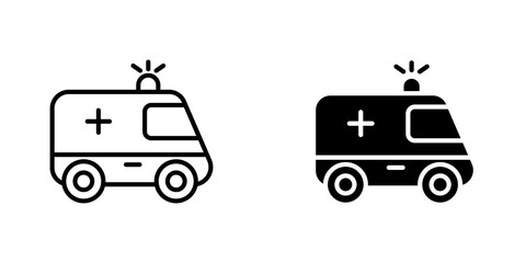 Ambulance icon vector symbol collection on white background.
