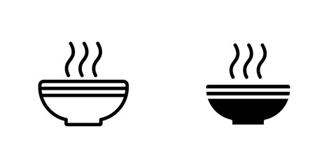 Bowl of soup icon vector symbol collection on white background.