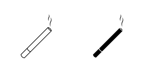 Cigarette icon vector symbol collection on white background.