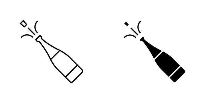 Champagne bottle icon vector symbol collection on white background.