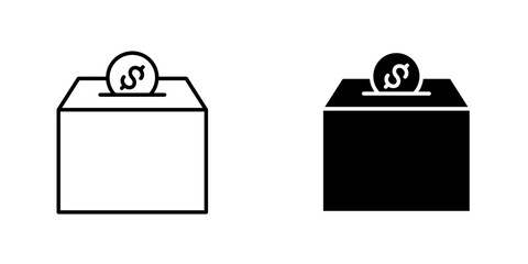 Donation box icon vector symbol collection on white background.