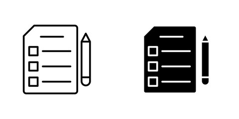 Exam icon vector symbol collection on white background.