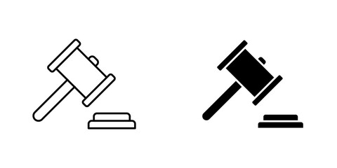 Gavel icon vector symbol collection on white background.