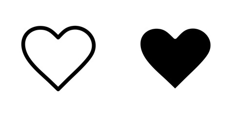 Heart icon vector symbol collection on white background.