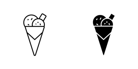 Ice cream cone icon vector symbol collection on white background.