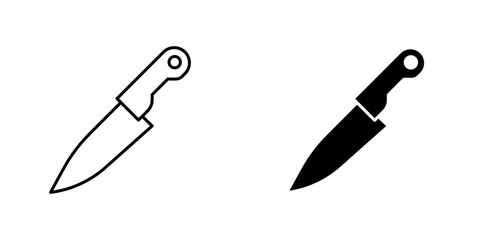 Kitchen knife icon vector symbol collection on white background.