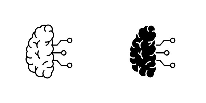 Machine learning icon vector symbol collection on white background.