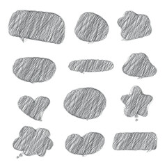 set of black scribble blank speech bubbles vector template