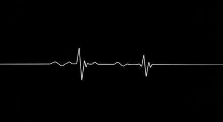 Heartbeat line on black background in minimalist style  