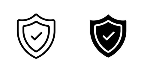 Shield check mark icon vector symbol collection on white background.